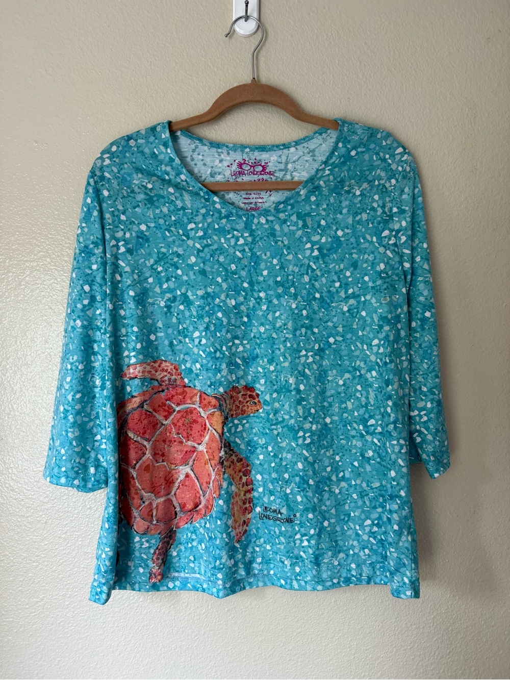 LEOMA LOVEGROVE Long-Sleeve Sea Turtle Print Top